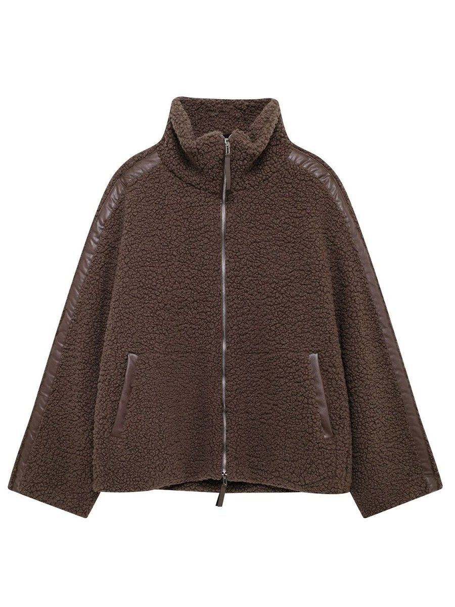 Zip Up Turtleneck Long Sleeve Plush Jacket - S. M. & Co.