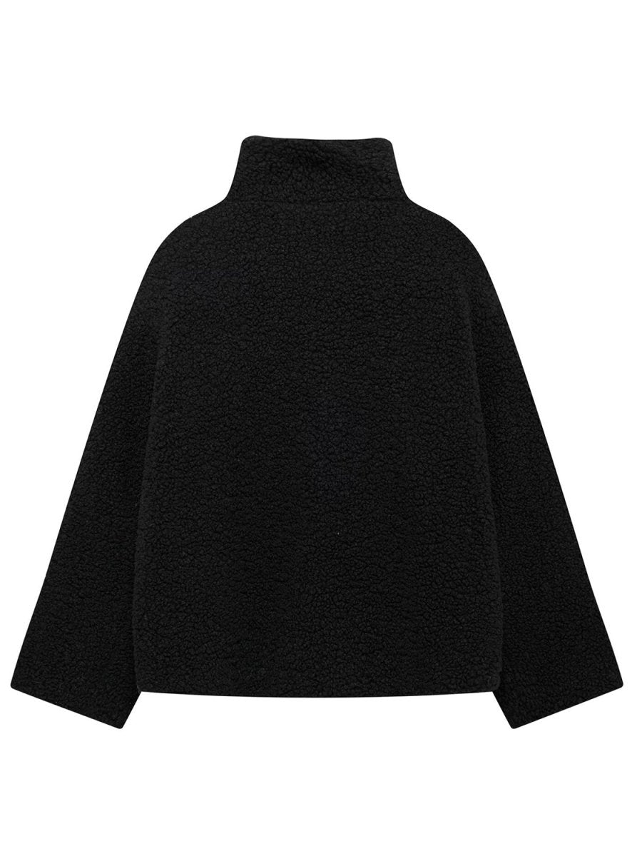 Zip Up Turtleneck Long Sleeve Plush Jacket - S. M. & Co.