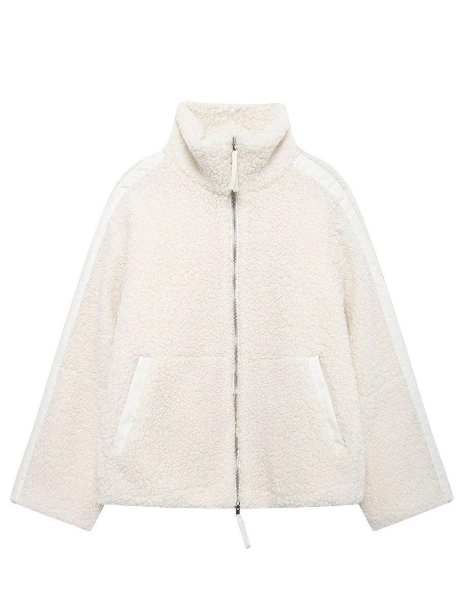 Zip Up Turtleneck Long Sleeve Plush Jacket - S. M. & Co.