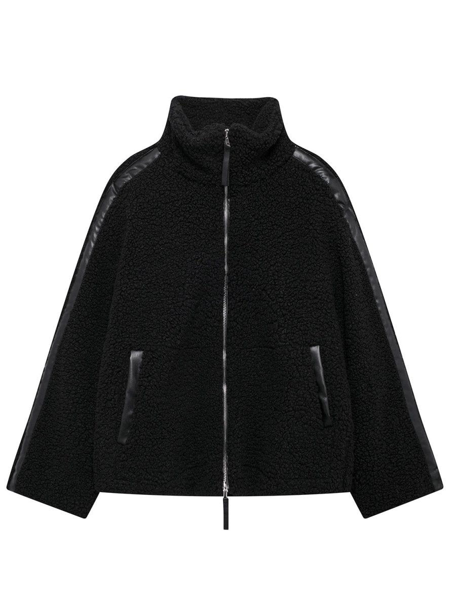 Zip Up Turtleneck Long Sleeve Plush Jacket - S. M. & Co.