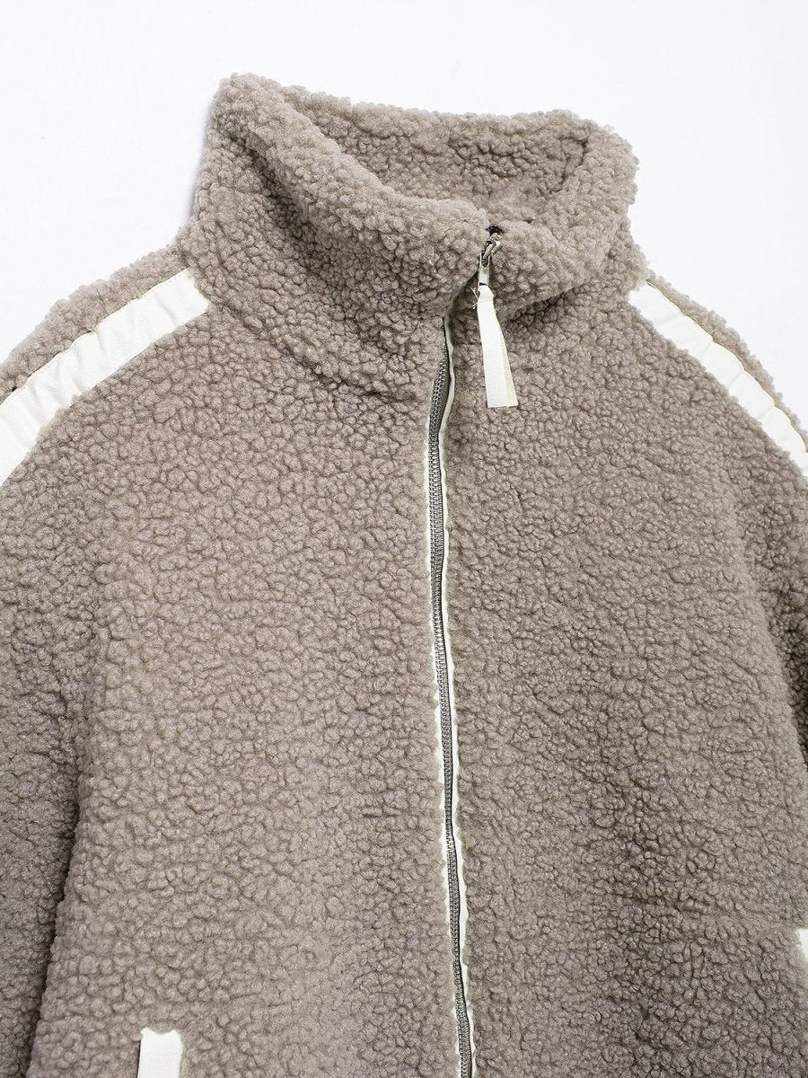 Zip Up Turtleneck Long Sleeve Plush Jacket - S. M. & Co.