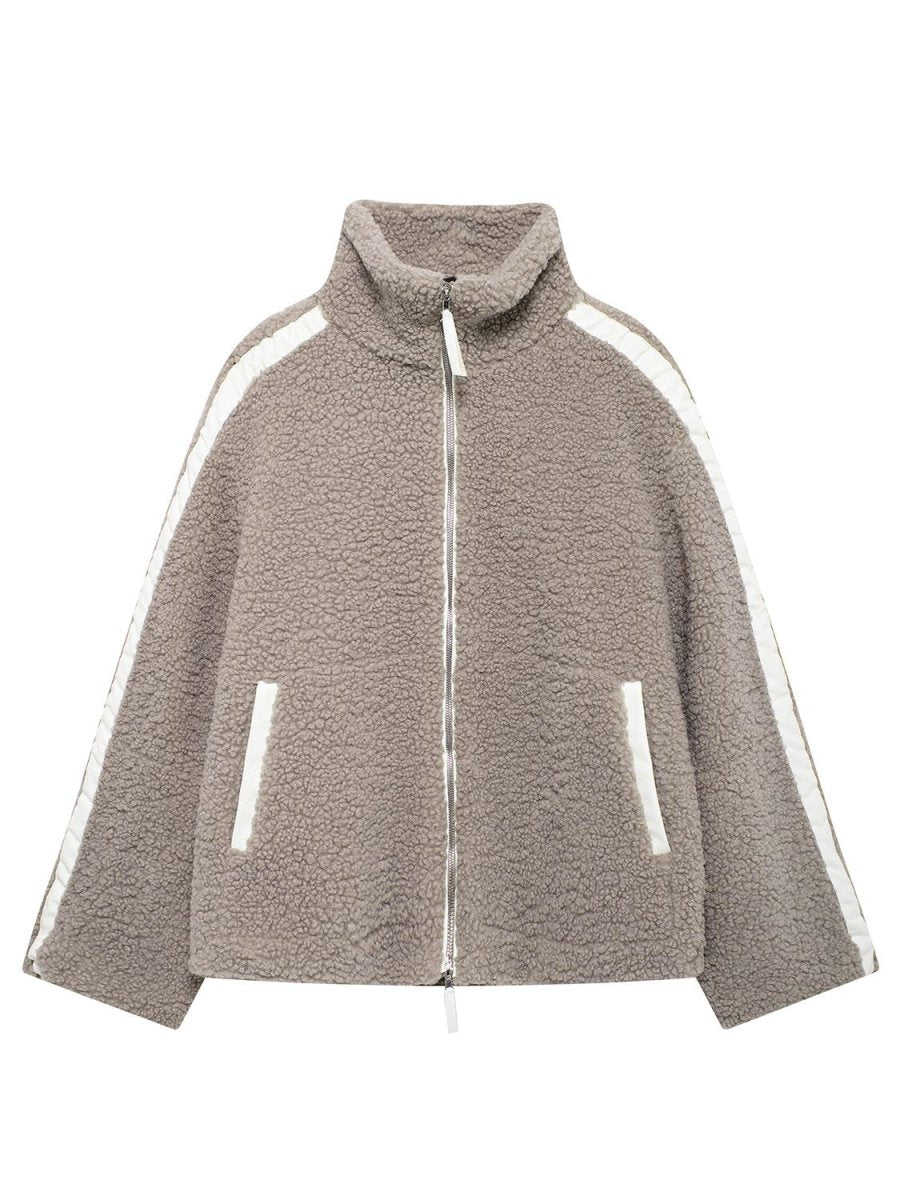 Zip Up Turtleneck Long Sleeve Plush Jacket - S. M. & Co.