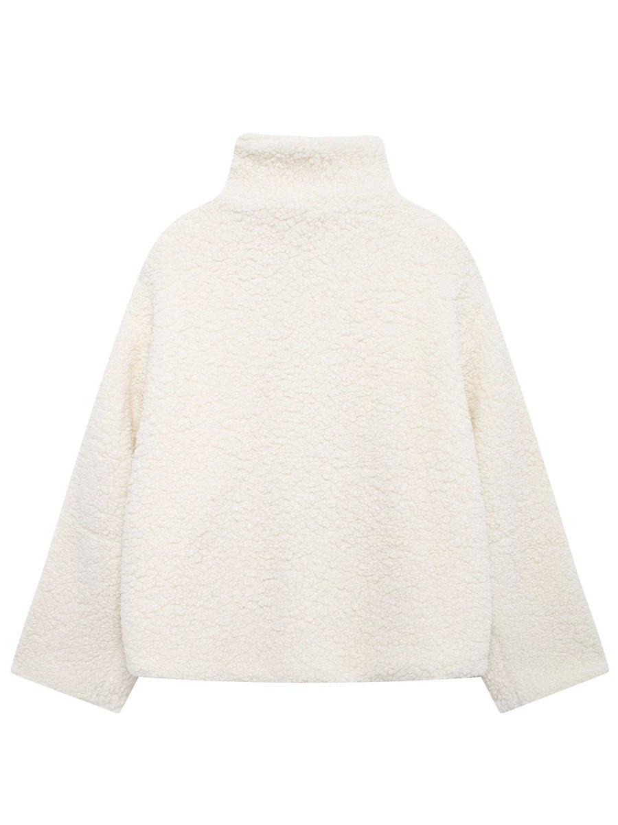 Zip Up Turtleneck Long Sleeve Plush Jacket - S. M. & Co.