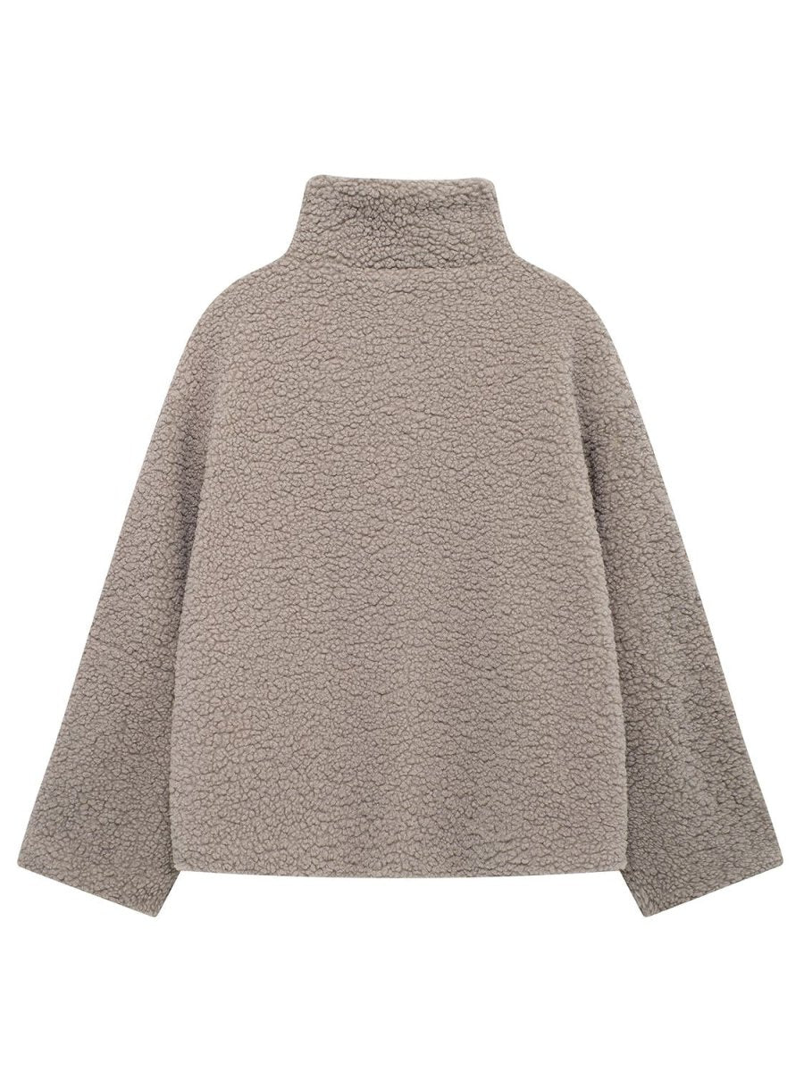 Zip Up Turtleneck Long Sleeve Plush Jacket - S. M. & Co.