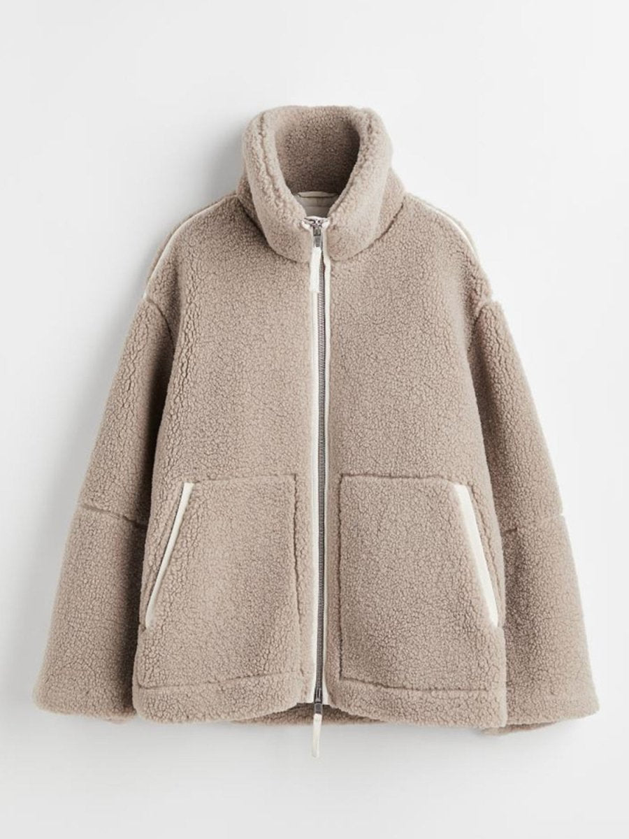 Zip Up Turtleneck Long Sleeve Plush Jacket - S. M. & Co.