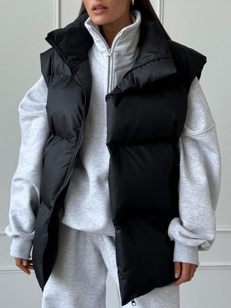 Zip Up Turtleneck Vest Coat - S. M. & Co.