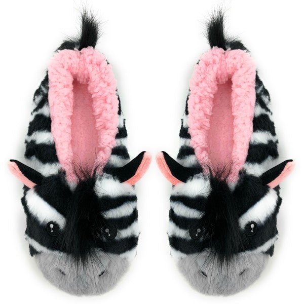 ZZ Zebra - Women's Fluffy Animal House Slippers - S. M. & Co.