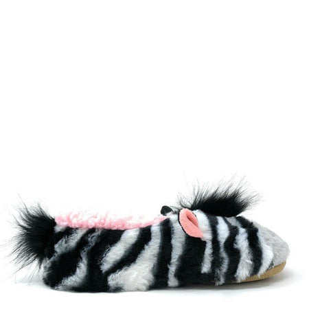 ZZ Zebra - Women's Fluffy Animal House Slippers - S. M. & Co.