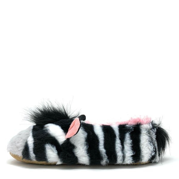 ZZ Zebra - Women's Fluffy Animal House Slippers - S. M. & Co.