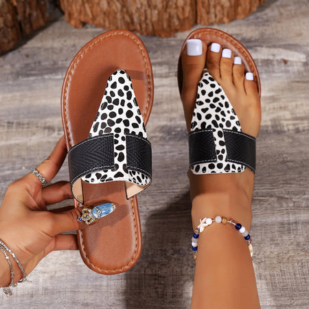 Animal Print Open Toe Sandals - S. M. & Co. Shoes