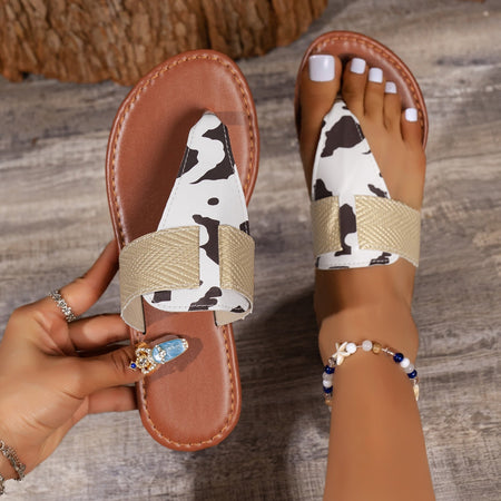 Animal Print Open Toe Sandals - S. M. & Co. Shoes