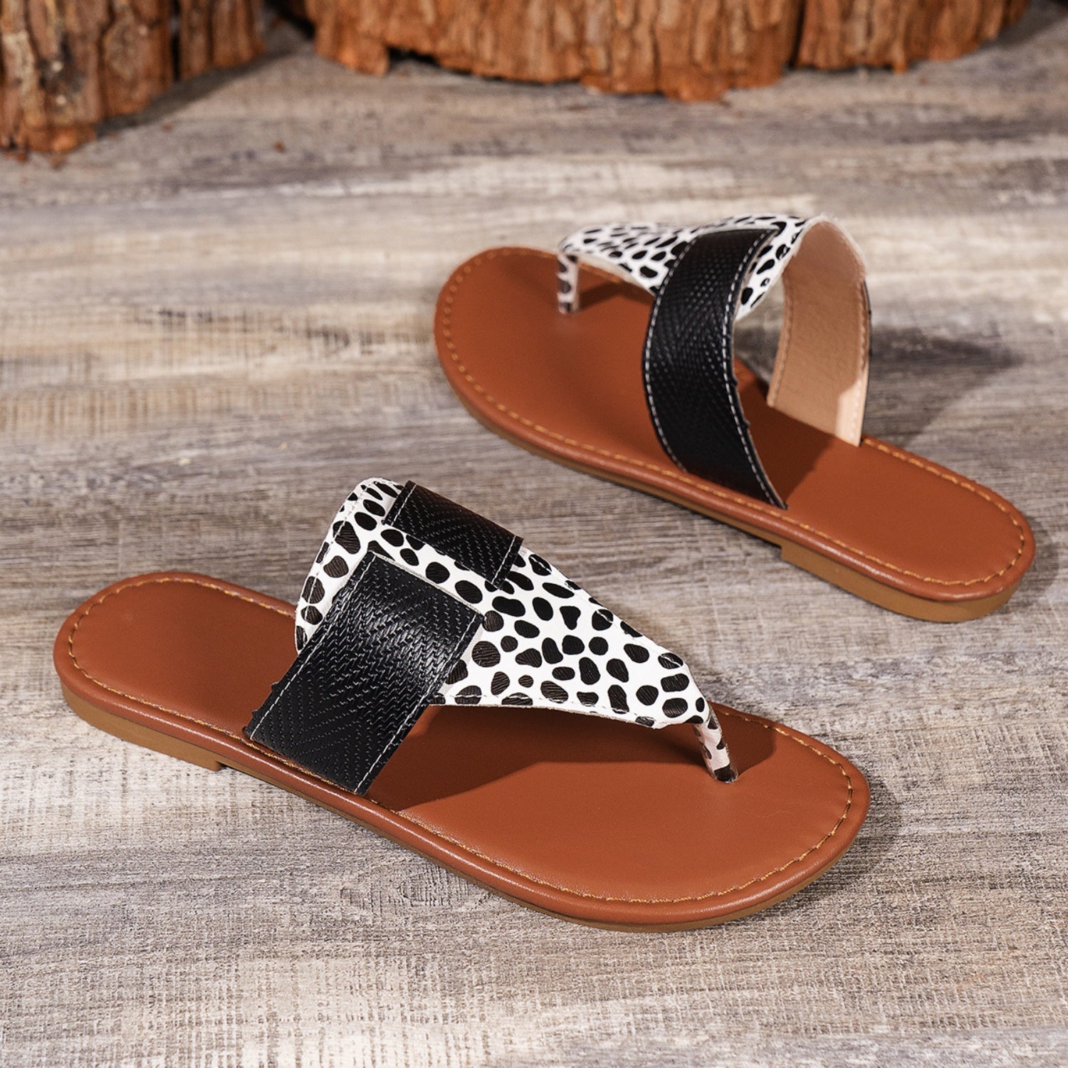 Animal Print Open Toe Sandals - S. M. & Co. Shoes