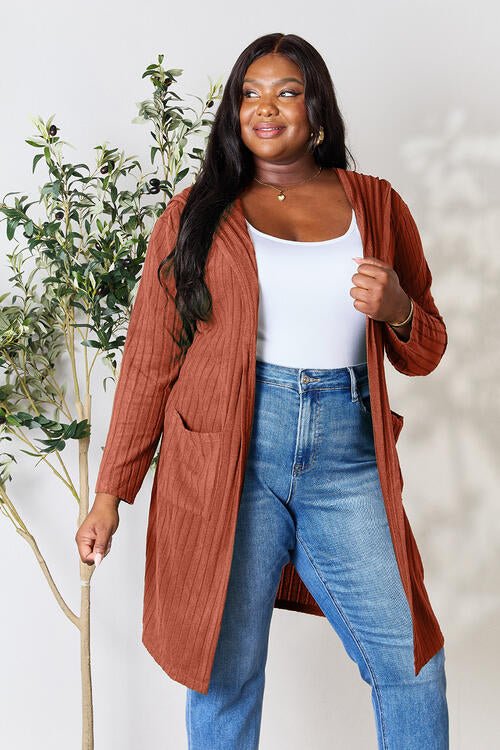 Basic Bae Full Size Hooded Sweater Cardigan - S. M. & Co. Cardigan