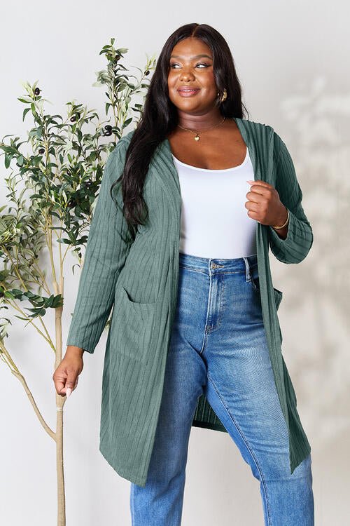 Basic Bae Full Size Hooded Sweater Cardigan - S. M. & Co. Cardigan