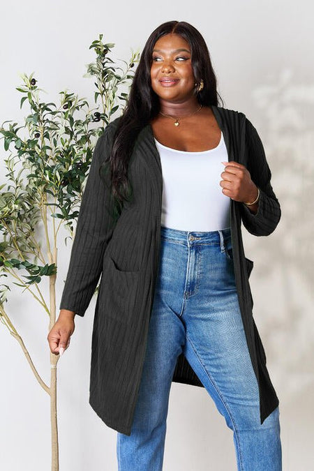 Basic Bae Full Size Hooded Sweater Cardigan - S. M. & Co. Cardigan