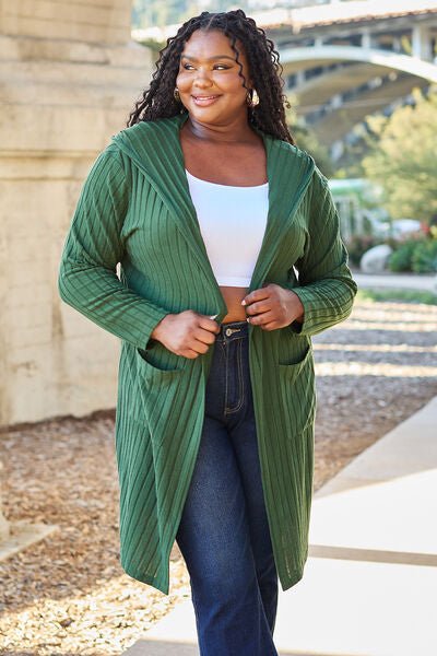 Basic Bae Full Size Hooded Sweater Cardigan - S. M. & Co. Cardigan