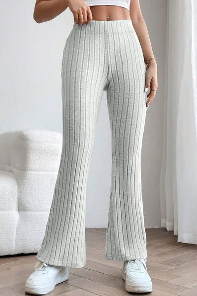 Basic Bae Full Size Ribbed High Waist Flare Pants - S. M. & Co. Flare Pants