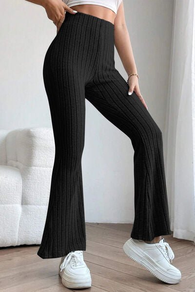 Basic Bae Full Size Ribbed High Waist Flare Pants - S. M. & Co. Flare Pants