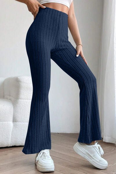 Basic Bae Full Size Ribbed High Waist Flare Pants - S. M. & Co. Flare Pants