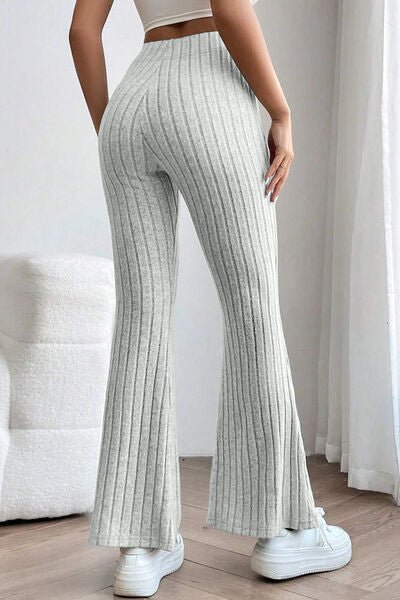 Basic Bae Full Size Ribbed High Waist Flare Pants - S. M. & Co. Flare Pants