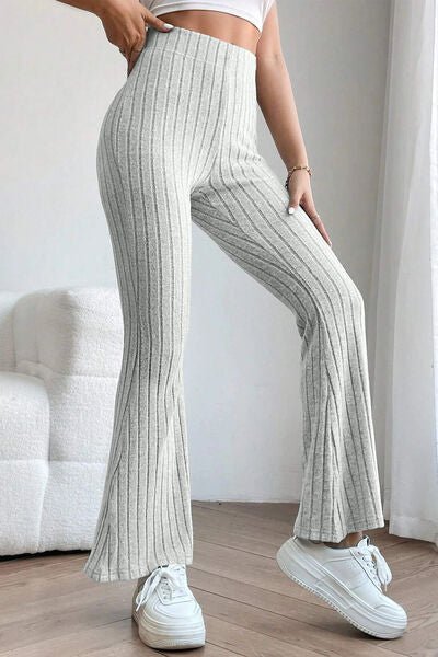 Basic Bae Full Size Ribbed High Waist Flare Pants - S. M. & Co. Flare Pants