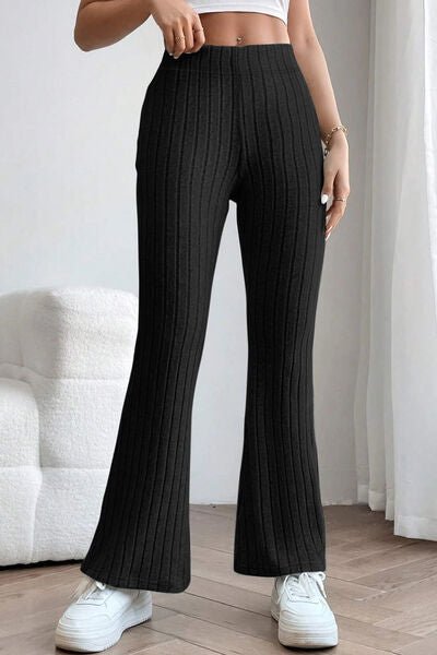 Basic Bae Full Size Ribbed High Waist Flare Pants - S. M. & Co. Flare Pants