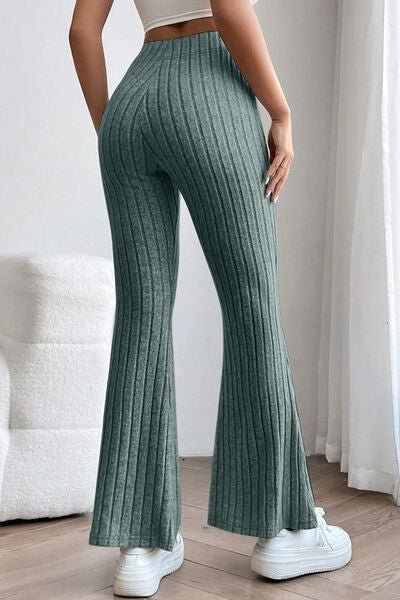 Basic Bae Full Size Ribbed High Waist Flare Pants - S. M. & Co. Flare Pants