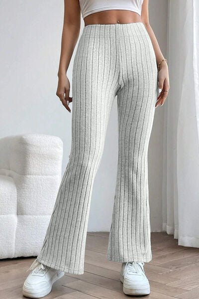 Basic Bae Full Size Ribbed High Waist Flare Pants - S. M. & Co. Flare Pants