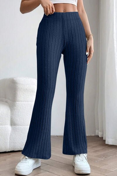 Basic Bae Full Size Ribbed High Waist Flare Pants - S. M. & Co. Flare Pants