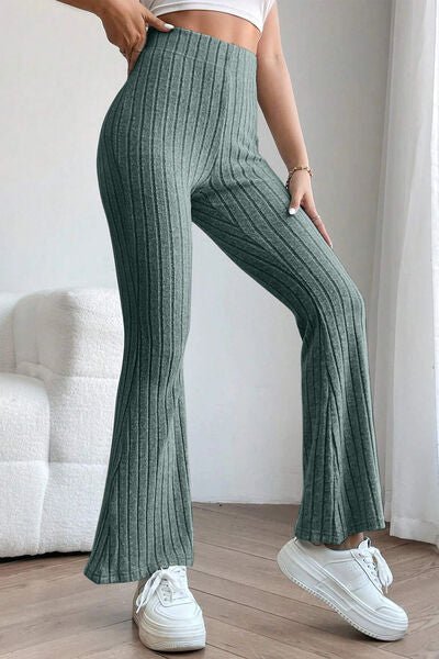 Basic Bae Full Size Ribbed High Waist Flare Pants - S. M. & Co. Flare Pants