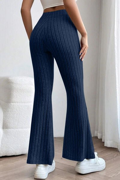 Basic Bae Full Size Ribbed High Waist Flare Pants - S. M. & Co. Flare Pants