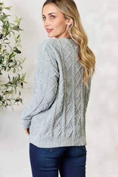 BiBi Cable Knit Round Neck Sweater - S. M. & Co. Round Neck Sweater