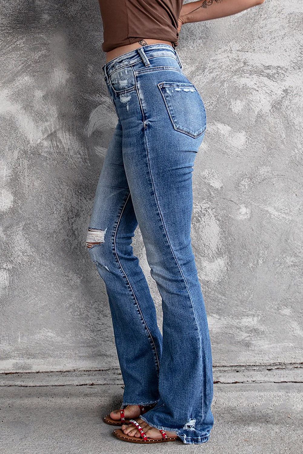 Blue Distressed Flare Jeans - AnAs Market