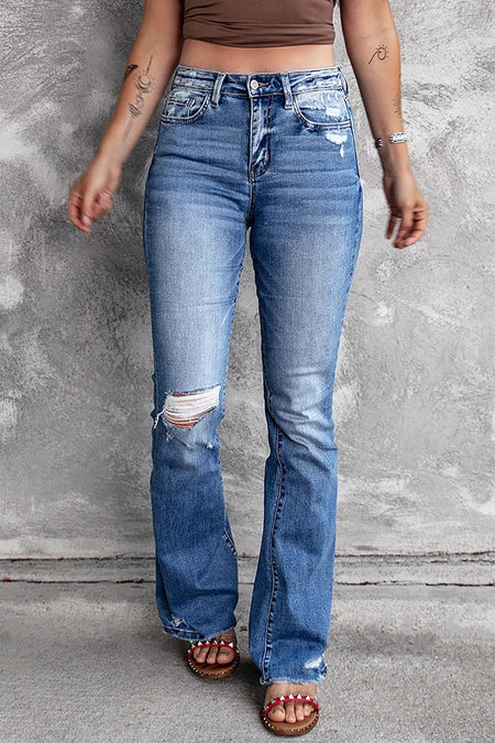 Blue Distressed Flare Jeans - AnAs Market