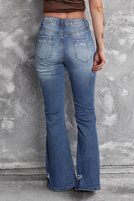 Blue Distressed Flare Jeans - AnAs Market