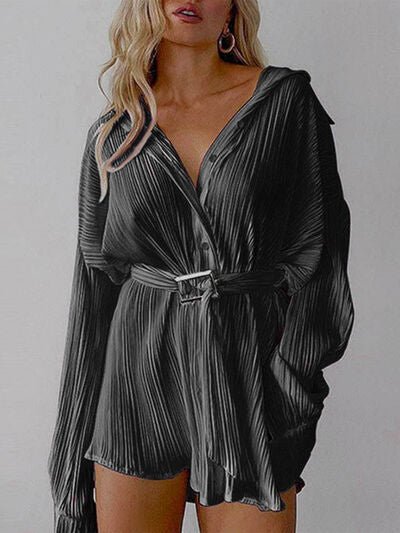 Button Up Dropped Shoulder Shirt Dress - S. M. & Co. Dresses