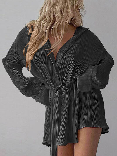 Button Up Dropped Shoulder Shirt Dress - S. M. & Co. Dresses