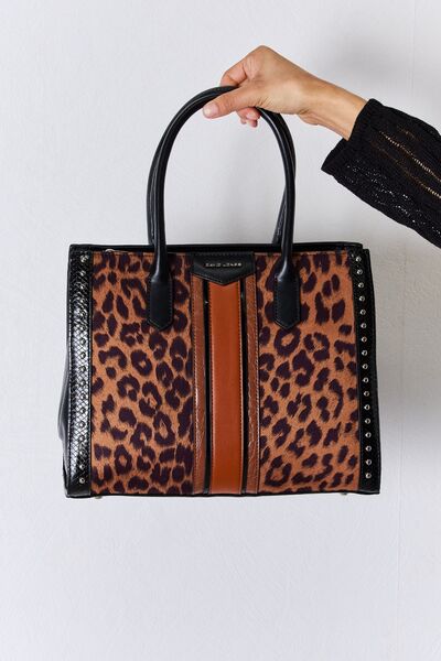 David Jones Leopard Contrast Rivet Handbag - S. M. & Co. Handbag