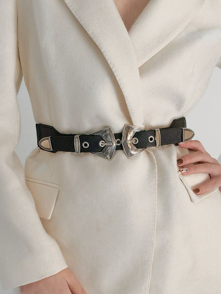 Double Buckle PU Leather Belt - S. M. & Co. Belts