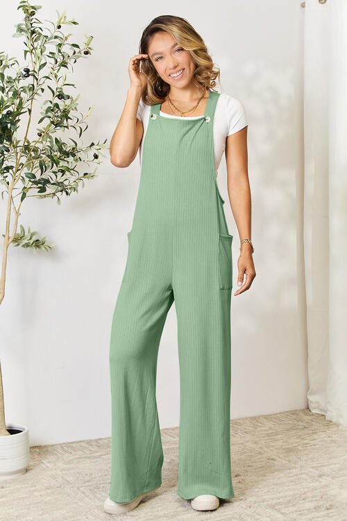 Double Take Full Size Wide Strap Overall with Pockets - S. M. & Co. Overalls