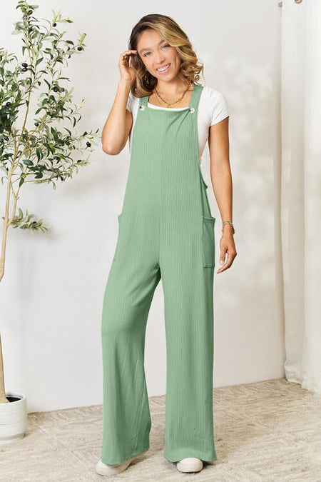 Double Take Full Size Wide Strap Overall with Pockets - S. M. & Co. Overalls