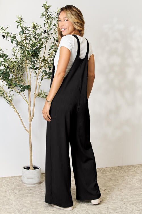 Double Take Full Size Wide Strap Overall with Pockets - S. M. & Co. Overalls