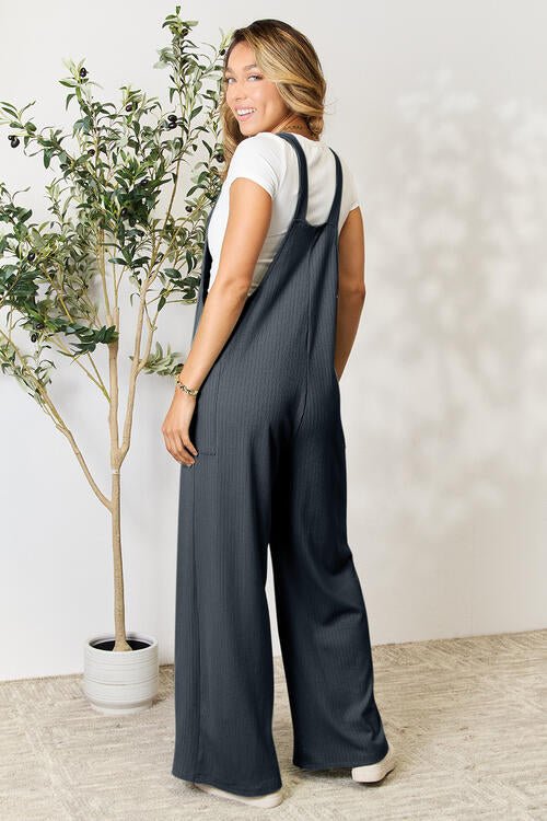 Double Take Full Size Wide Strap Overall with Pockets - S. M. & Co. Overalls