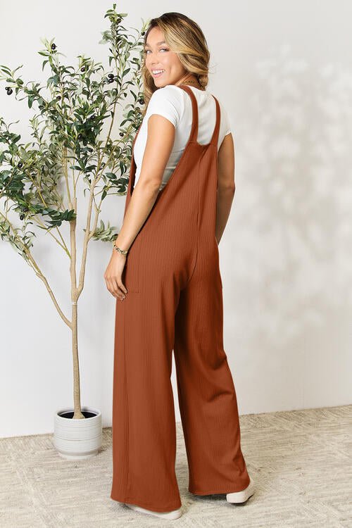 Double Take Full Size Wide Strap Overall with Pockets - S. M. & Co. Overalls