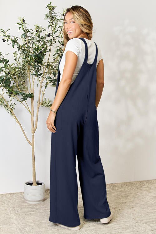 Double Take Full Size Wide Strap Overall with Pockets - S. M. & Co. Overalls