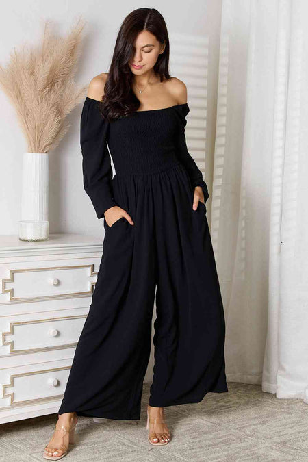 Double Take Square Neck Jumpsuit with Pockets - S. M. & Co. Jumpsuit