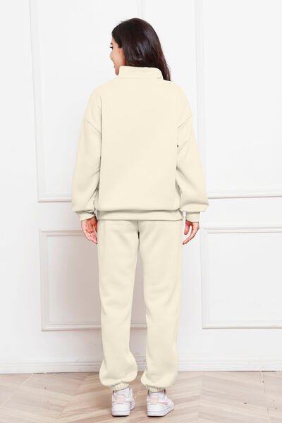 Half Zip Long Sleeve Sweatshirt and Pants Set - S. M. & Co. Two Piece Sets/Tops & Bottoms