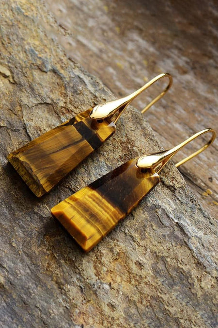 Handmade Geometrical Shape Natural Stone Dangle Earrings - S. M. & Co. Earrings