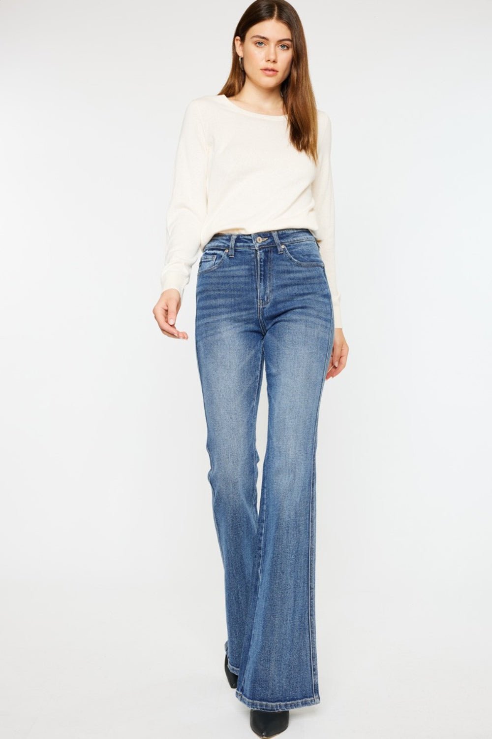 Kancan Cat's Whiskers High Waist Flare Jeans - S. M. & Co. Denim Jeans