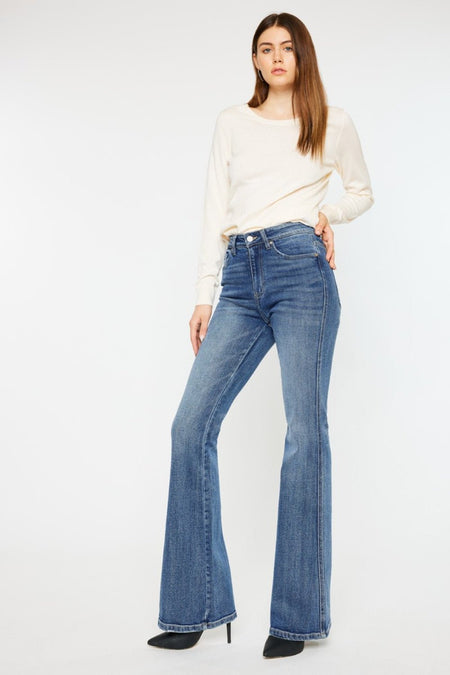 Kancan Cat's Whiskers High Waist Flare Jeans - S. M. & Co. Denim Jeans